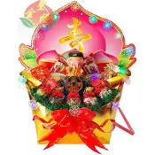 【金聖福】福德正神-元寶金紙香品祝壽座 土地公 福德正神 壽桃麵塔 神明祝壽 造型龍柱 麵線豬羊 台南嘉義高雄祝壽塔