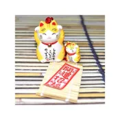 (店+)野馬日式雜貨 日本藥師窯 開運招福 親子招財貓 陶瓷風鈴 虎貓 kc236