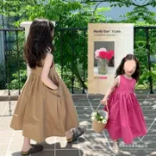 女童洋氣無袖公主連衣裙2026夏季兒童寶寶洋氣大裙擺背心裙中長款 UM有米家居