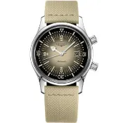 【LONGINES 浪琴】Legend Diver 深海潛將復刻版潛水錶 機械錶-36mm/卡其(L3.374.4.30.2)