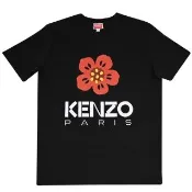【KENZO】品牌LOGO海棠花標誌素面棉質短T恤(黑)