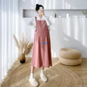 孕婦裝春秋冬裝套裝網紅新款背帶裙秋冬套裝潮媽顯瘦中長款兩件套 孕婦套裝 孕婦裝秋冬裝套裝 時尚款網紅洋氣兩件套 MA14