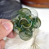 日式綠色籐銀編工藝華麗胸針 高貴優雅 日本高級二手古著珠寶首飾