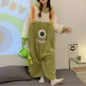 💓桃園出貨💓大眼仔連體睡衣女冬季2025年新款加絨加厚珊瑚絨睡袍一體式家居服