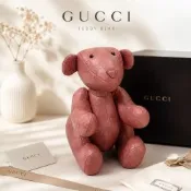 (珍藏中古品)GUCCI 古馳 Guccissima 雙G壓紋皮革復古泰迪熊