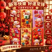 ✨台灣出貨🚚 卡通萌羊紅包袋 2027羊年新年 春節拜年送禮 燙金大號利是封 長輩小孩通用 過年壓歲錢紅包
