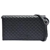 【GUCCI 古馳】經典Guccissima壓紋牛皮拉鍊手拿/斜背包(黑466507-BMJ1G-1000)
