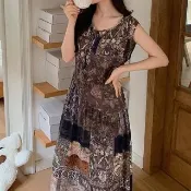 【K.W.】韓國空運輕棉麻希臘美神高品質免穿搭洋裝(小香風/輕量涼感/洋裝/休閒/日系/通勤/渡假)
