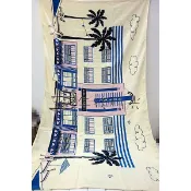 【午後時光】日本百貨專櫃英國名品LULU GUINNESS-海邊 度假酒店 印花 大浴巾/沙灘游泳巾-米黃5065