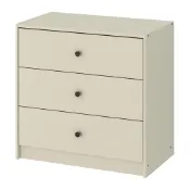 【IKEA 宜家家居】GURSKEN 抽屜櫃/3抽, 淺米色, 69x67 公分