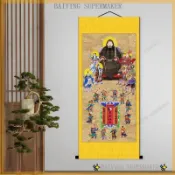 萬法祖師神像 六丁六甲壇圖 茅山祖師爺 五顯華光大帝 道教絲綢掛畫 鎮宅避邪 宴王擺件 佛具百貨 神明用品 卷軸掛圖