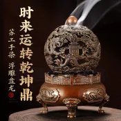 黃銅九轉乾坤鼎香爐 家用室內招財九龍鼎仿古青銅鼎沉香 香爐擺件供佛香爐 淨香爐 插香爐 神明爐 香薰爐 佛爐 神明用品 