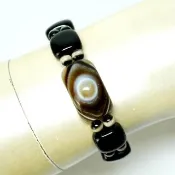 【藏珠家】四方佛眼+黑玉髓板珠天珠手鍊