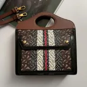 🎉熱賣款 BURBERRY 咖啡色滿版TB Logo 信封包 斜背包