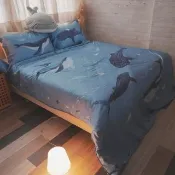 【棉床本舖】頂級天絲350織/100支 100%天絲 兩用被床包枕套組(雙人四件式/台灣製 海洋/鯨鯊/大翅鯨/海豚)