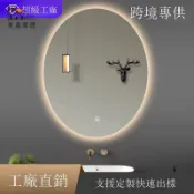 昊鑫家居 免運 破損補寄 浴室鏡 110v智能鏡 梳妝鏡 LED智能浴室鏡穿衣鏡橢圓形浴室鏡除霧打孔藍牙觸控感無邊框 工廠直銷 全館免運 店長新品推薦 5h12