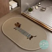 可客製 仿亞麻編織矽藻土地墊 臘腸狗浴室地墊 吸水地墊 腳踏墊 精致包邊 不翹邊 門口地墊 珪藻土軟地墊 止滑 廁所地墊