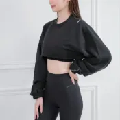 (店+)【NIKE 耐吉】現貨 Nike NSW 長袖 大學T 灰 黑 不修邊 短版 寬版 衛衣 FV7510-010