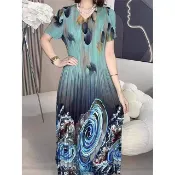 K.W. 三宅風氣質連身洋裝水藍露咪韓國空運(碎花/小香風/渡假/法式/通勤)