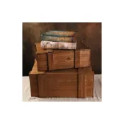 (店+)木盒子中式創意複古裝飾大木箱子擺件道具裝書實木收納箱有蓋木箱 收納箱 收納盒 收納藍 木筐 木條箱