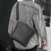 LEEHER 單肩包男 男生包包 男用包包 側背包 單肩包 包包 男生包包側背斜背包 編織包 方包 斜背包 郵差包 韓國斜背包 075