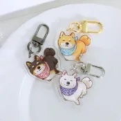 微笑柴柴 壓克力鑰匙圈 迷因柴犬 赤柴 白柴 黑柴 吊飾 原創插畫