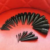 ［擴耳棒］亞克力1.6-20mm擴耳器#尖錐擴耳棒#黑色擴耳#壓克力擴耳#