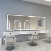 【免運 #可開周期】理髮店鏡子髮廊鏡台帶燈掛帶專用美髮店燙染剪髮網紅橫掛壁掛大通