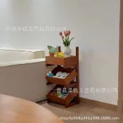 天際生活 【中古風木質】落地置物架 收納架 多層架 雜物架 客廳收納 水果籃 裝飾架 木製層架 復古設計 多功能收納 居家擺設