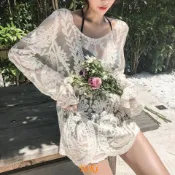 熱賣泳衣女三件式遮肚顯瘦新款韓國ins溫泉夏季海邊度 網紗保守罩衫.泳裝泳泡溫泉海邊渡假情侶顯瘦運動學生xu