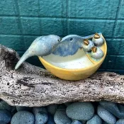 陶燒燕巢餵食雛燕壁掛花器 陶器 花盆 花器 小品盆栽 陶器 擺飾