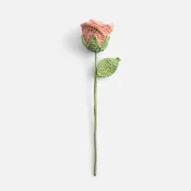 (店+)【HOLA】奧可利鉤針毛線小花插玫瑰花24cm 玫粉