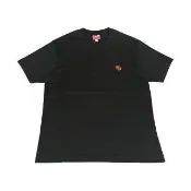 【KENZO】KENZO 白字母LOGO刺繡海棠花圓領純棉短袖T恤(男款/黑)