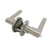 (店+)【加安牌】LD6X207 轉扭式水平鎖 銀色水平鎖 自動解閂 水平把手(裝置距離60mm 房間鎖 有鑰匙)