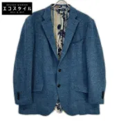 【DOKODEMO】Etro 172-1187Q-0109 NEW JERSEY 藍色羊毛植物襯裡側開衩雙扣修身外套 60碼 [二手]