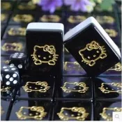 包郵家用kitty貓 叮當貓 水晶hellokitty麻將 炫黑金卡通手搓麻將