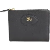 【BURBERRY 巴寶莉】Bloomsbury 粒面牛皮戰馬騎士標誌釦式短夾(黑色)