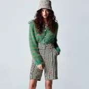 【iROO】愛心刺繡寬管五分褲