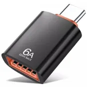 【Bill Case】GaN n Roses系列高階6A 120WUSB 3.0母轉Type C閃充OTG轉接頭  黑(快充頭優選配件 錦上添花)