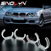 適用寶馬BMW 3系 E46 04-06微笑燈 325ci 330ci LED光圈大燈天使眼日行燈亞克力DTM SMD