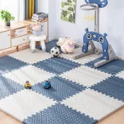 (店+)桑桑選品 超厚2.5cm樹葉紋30×30巧拼地墊-附邊條地墊 保護墊 防滑墊 止滑墊 巧拼
