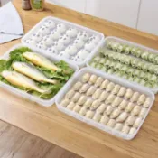 新款餃子盒冰箱保鮮收納盒帶蓋可微波解凍餛鈍盒子不黏餃子托盤 【摩可美家】