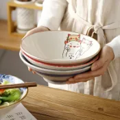 協貿國際日用品生活7館 日式陶瓷拉面碗家用大號海碗湯碗單個創意泡面吃面拌面蓋飯斗笠碗