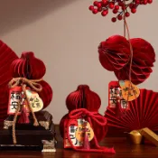 48出貨 蛇年 新年 2025 2025新年折疊紙葫蘆裝飾品蛇年過年傢用店鋪紅色擺件春節新款佈置