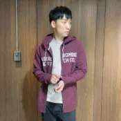 美國百分百【全新真品】Abercrombie & Fitch 棉質連帽外套 AF 麋鹿 夾克 男 酒紅色 M號 I597