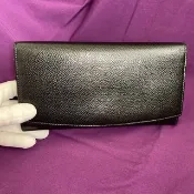 Coach 荔枝紋真皮 黑 金色旋轉扣 古董皮夾 長夾 vintage