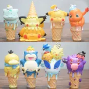 【新品首發】🔥🔥臺灣出貨🔥🔥甜筒冰淇淋雪糕寶可夢玩偶皮卡丘神奇寶貝盲盒手辦蛋糕擺件模型