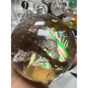 爆彩阿塞黃水晶球7.98cm｜彩虹溫感小樹彩｜升溫小樹成樹林