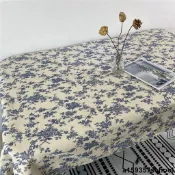 【高級感韓式復古】藍色碎花桌布 桌旗 桌巾 ins風小眾玫瑰野餐布 拍照背景布 棉麻茶幾布 茶几桌布 餐桌布 文青拍照道