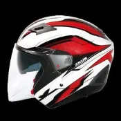 免運☆小齊安全帽☆ ZEUS ZS-611E/611 TT10 白紅 內藏墨片 半罩安全帽